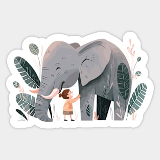 Cute Elephant Animal Loving Cuddle Embrace Children Kid Tenderness Sticker